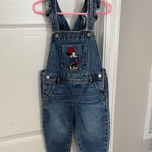 GAP Blue Denim Overalls with Minnie Mouse Embroidery